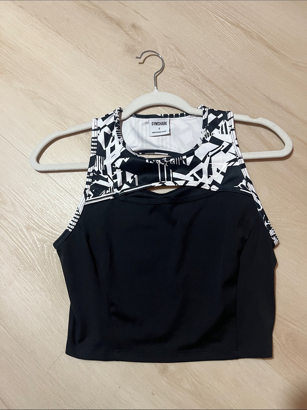 Gymshark Black & White Graphic High-Neck Crop Top